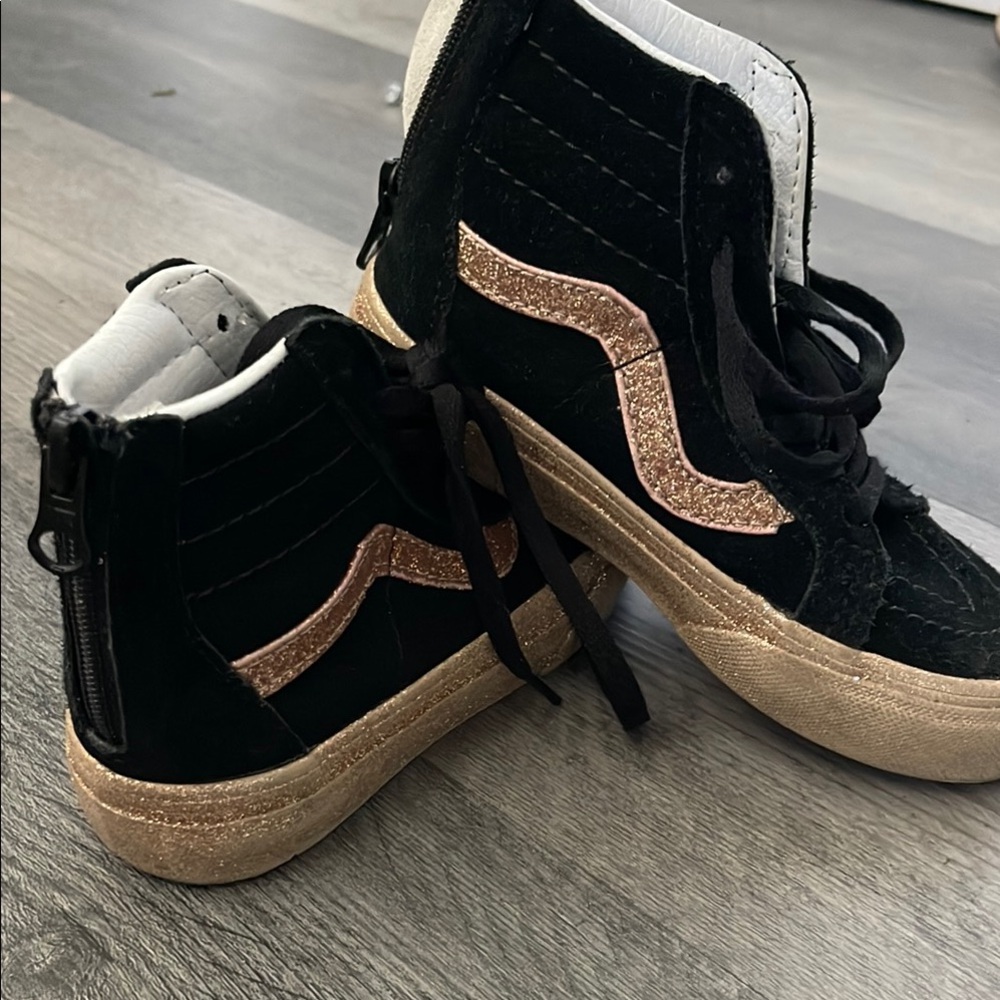 Vans Kids High-Top Sneakers - Black and Gold